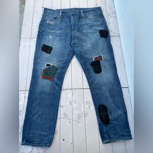 Ralph Lauren Blue Jeans with Plaid Patches